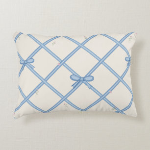 Blauw lint boogrooster accent kussen