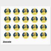 Blauw Lint Bow & Yellow Rose ELKE KLEUR Elegant Ronde Sticker (Vel)
