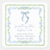 Blauw lint bruidsbruiloft vierkante sticker (Voorkant)