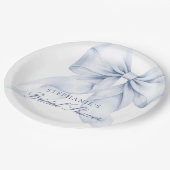 Blauw lint Bruidsdouche Papieren Bordje (Gekanteld)