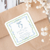 Blauw lint bruidsdouche vierkante sticker