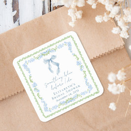 Blauw lint Bruidsdouche Vierkante Sticker