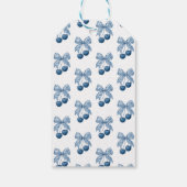 Blauw lint bruidsfeest bedank kaartje cadeaulabel (Achterkant)