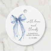 Blauw lint bruidsfeest bedankje bedankjes labels (Voorkant)