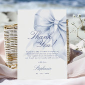 Blauw lint bruidsfeest bedankkaart