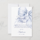 Blauw lint bruidsfeest bedankkaart (Voorkant)