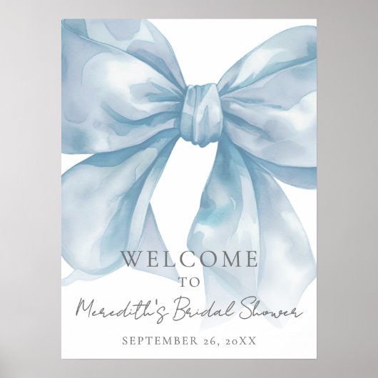 Blauw lint Bruidsfeest Welkomstbord Poster (Voorkant)