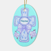 Blauw lint christelijk kruis ornament (Links)