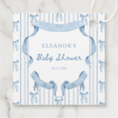 Blauw lint Coquette Blauwe Jongen baby Shower Bedankjes Labels (Achterkant)