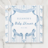 Blauw lint Coquette Blauwe Jongen baby Shower Bedankjes Labels (Voorkant)