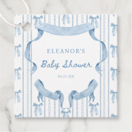 Blauw lint Coquette Blauwe Jongen baby Shower Bedankjes Labels