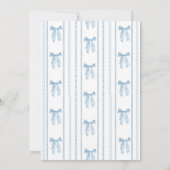 Blauw lint Coquette Blauwe Jongen baby Shower Bedankkaart (Achterkant)
