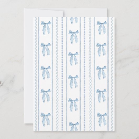 Blauw lint Coquette Blauwe Jongen baby Shower Bedankkaart (Achterkant)