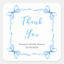 Blauw lint coquette bruiloft thank you