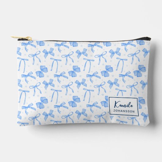 Blauw lint Coquette esthetische aangepaste naam Etui (Voorkant)
