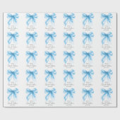 Blauw lint Coquette Script Sweet 16-feest Cadeaupapier (Vlak)