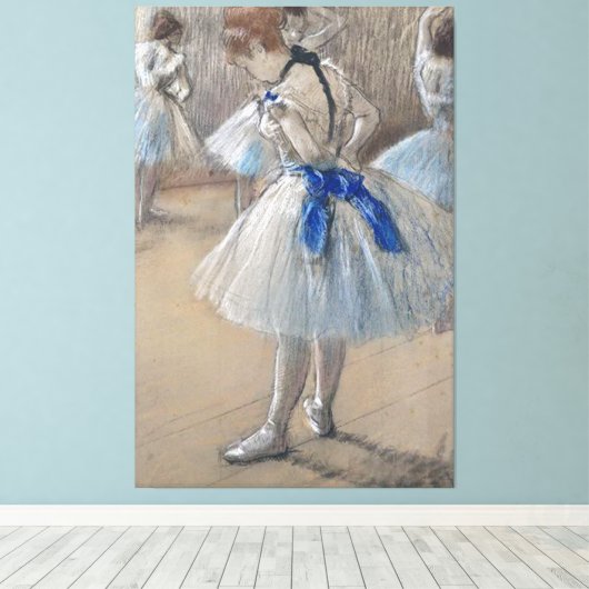 Blauw lint danser Edgar Degas Canvas Afdruk (Insitu (Houten vloer))