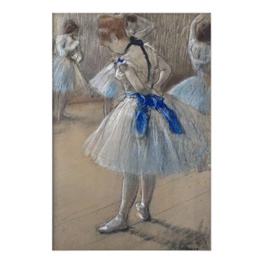 Blauw lint danser Edgar Degas Perfect Poster (Voorkant)