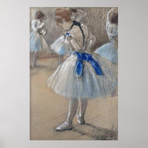 Blauw lint danser Edgar Degas Poster
