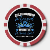Blauw lint darmkanker Meisje Overlevende Poker Chips (Voorkant)