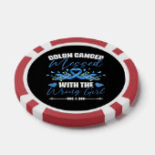 Blauw lint darmkanker Meisje Overlevende Poker Chips (Enkel)