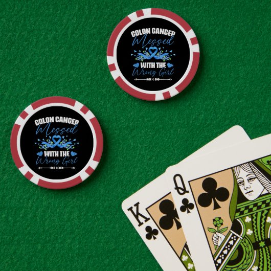 Blauw lint darmkanker Meisje Overlevende Poker Chips (Pokertafel (Dubbel))