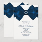 Blauw lint & diamanten bruidsfeest uitnodigingen (Voorkant / Achterkant)