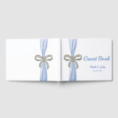Blauw lint diamanten strik trouwgastenboek gastenboek (Volledig)