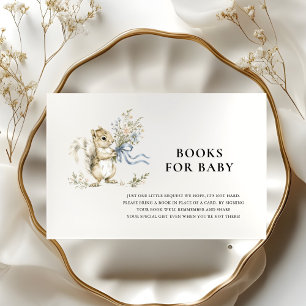 Blauw lint eekhoorn boeken voor babyshower kaart