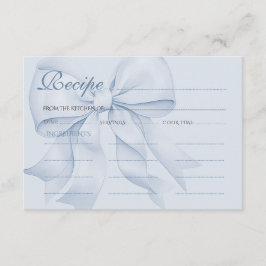 Blauw lint Elegante Bruiloft Borrel Recept Informatiekaartje