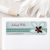 Blauw lint en bloem Adresetiketten Etiket (Insitu)