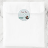 Blauw lint en bloem productetiket ronde sticker (Tas)