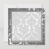 blauw lint en zwarte damast uitnodiging (Achterkant)