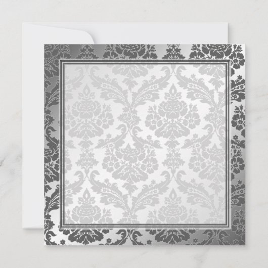 blauw lint en zwarte damast uitnodiging (Achterkant)