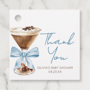 Blauw lint Espresso Martini baby shower cadeautags Bedankjes Labels