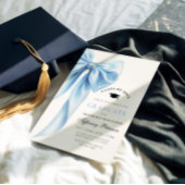 Blauw lint foto afstudeer uitnodiging