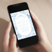 Blauw lint Frans trouwfeest Kaart