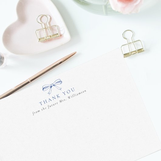 Blauw lint Future Mrs Bruidsmeisjesfeestje Bedankkaart