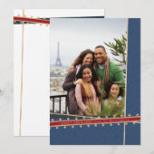 Blauw lint gewikkeld Flat Christmas Photo Card Feestdagenkaart (Voorkant / Achterkant)