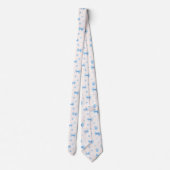 Blauw Lint, Hart & Poot Print Patroon op Wit Stropdas (Achterkant)