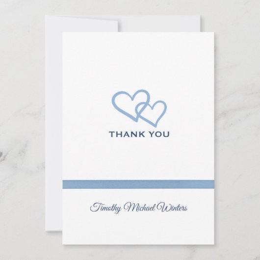Blauw lint - Hartelijk dank Bedankkaart (Voorkant)