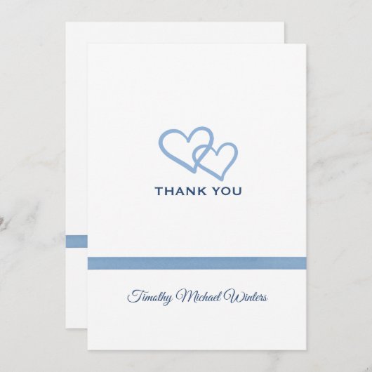 Blauw lint - Hartelijk dank Bedankkaart (Voorkant / Achterkant)