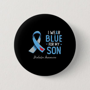 Blauw lint ik grijs blauw voor mijn zoontjes A Ronde Button 5,7 Cm