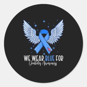 Blauw lint In november Draag we blauw voor diabete Ronde Sticker