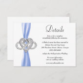 Blauw Lint Infinity Hart Bruiloft Details Informatiekaartje (Voorkant / Achterkant)