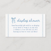 Blauw lint jongens baby shower display shower informatiekaartje (Voorkant)