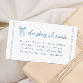 Blauw lint jongens baby shower display shower informatiekaartje