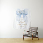 Blauw lint jongens doop achtergrond wandkleed (In situ)