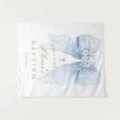 Blauw lint jongens doop achtergrond wandkleed (Voorkant (horizontaal))