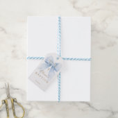 Blauw lint jongens doop cadeau tag cadeaulabel (Met Touw)